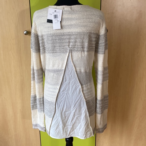 New Calvin Klein Jeans Striped Split-Back Sweater - Picture 2 of 7